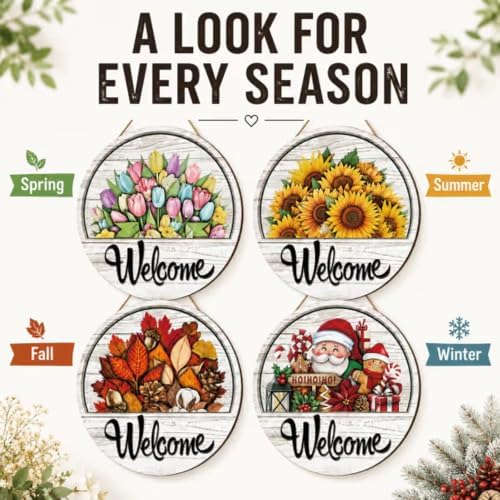 16/12 Pcs Interchangeable Welcome Sign for Front Door, 12 Inch Magnetic Seasonal Wood Hanging Sign for Holidays and Housewarming Gift (12PCS) - Image 5