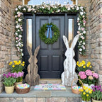 Weysat 2 Pcs 23.6/31.5" H Easter Bunny Welcome Porch Sign Wooden Bunny Standings Porch Decor Large Easter Outdoor Sign Farmhouse Rabbit for Yard Front Door Indoor Outdoor Kitchen Garden - Image 4