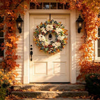 22 Inch Fall Hydrangea Wreaths for Front Door, Artificial Autumn Wreath with White Hydrangea, Eucalyptus, Berries, Pine Cones, Rustic Farmhouse Harvest Thanksgiving Wreath Indoor Outdoor Decor - Image 4