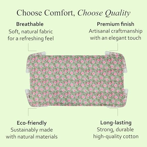 CPC Tablecloth 100% Cotton 60x90 Inch Indian Block Print Rectangle Table Cover, Washable Table Cloth for Weddings, Spring/Summer, Barbeque - Tourmaline Pink - Image 6