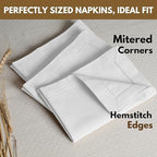 Native Fab Set of 12 Cotton Cloth Napkins, 18 x 18 inch, Hemstitched Edges with Mitered Corners, Soft, Absorbent, Reusable Table Linen Napkins for Wedding, Events, Lunch, Dinner, Parties - White - Image 5