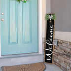 Front Porch Welcome Standing Sign 45"X9" Wood Black - Image 4