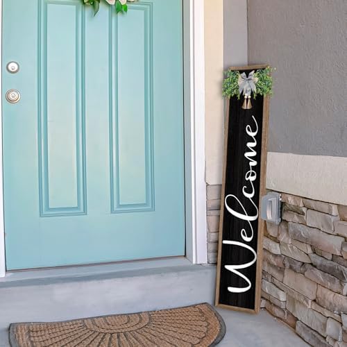 Front Porch Welcome Standing Sign 45"X9" Wood Black - Image 4