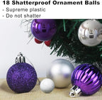 Purple & Silver 3.2" Large Christmas Balls - Christmas Tree Decoration Ornaments Shatterproof Hanging Balls for Birthday Halloween Holiday Wedding Decorations Set of 18pcs - Image 3