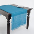 Fennco Styles Mari Sati Fringed Burlap Rectangular Turquoise Table Runner 20" W x 70" L - 100% Jute Table Runner for Everyday Use, Banquets, Family Dinner, Special Events and Home Décor by FenncoStyles