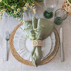 Kochorie Set of 12 Round Woven Placemats - 13.8 Inches Natural Boho Rattan Wicker Table Mats for Home Dining Table - Image 6