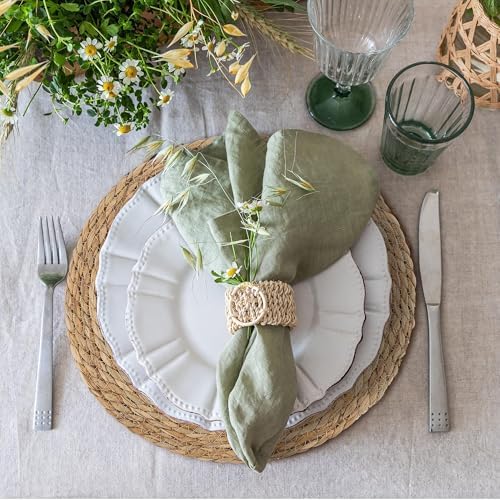 Kochorie Set of 12 Round Woven Placemats - 13.8 Inches Natural Boho Rattan Wicker Table Mats for Home Dining Table - Image 6