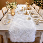 White Faux Fur Table Runner Christmas Table Decor 11.8 x 70.8 Inch by TopAufellFauxFurDecor