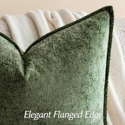 a moment Throw Pillow Covers 24X24 Inch 4 Packs,Soft Velvet Decorative Pillow Cases with 3D Ice Flower,Texture Modern Accent Cushion Covers for Sofa Couch Home Decor Moss Green - Image 3