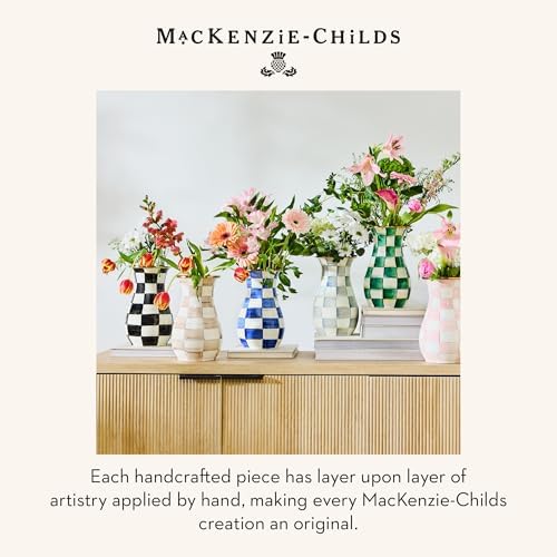 MACKENZIE-CHILDS Enamel Tall Vase, Brown-and-White Mocha Check - Image 6