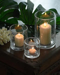 Glass Candle Holders Set 3,Clear Bubbles Cylinder 8/5/3 Inch by ARIAMOTIONLIGHTING