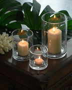 Glass Candle Holders Set 3,Clear Bubbles Cylinder 8/5/3 Inch by ARIAMOTIONLIGHTING