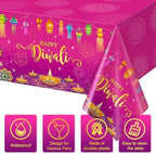 12 Pack Happy Diwali Disposable Tablecloth for Rectangle Tables 54×108 Inch - Image 3