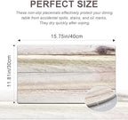 Farmhouse Placemats Set of 4 - Driftwood Faux Leather Heat Resistant Placemat for Dinner Table, Non-Slip Waterproof Oil-Proof Washable Reusable for Indoor Outdoor Kitchen Decor, 15.75In*11.81In - Image 5