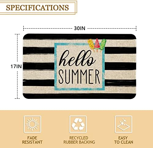 Roszwtit Hello Summer Seasonal Door Mat for Seasonal Home Decor 30x17 Inch - Image 3