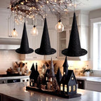 Beeveer 3 Pcs Halloween Rattan Witch Hat Decor, 14/12.2/10.2 Inch - Image 2