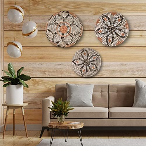 Clinton Calicep & Nicolea Woven Wall Basket Decor Set of 3 - Modern Boho Rustic Wicker Hanging Wall Baskets - Natural Decorative Storage for Bedroom, Kitchen, Living Room & Dining Room - Image 5