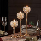 Gold Crystal Candle Holders Candlestick Holders - 2 Sets Tall Bling Bowl Candelabra Centerpieces for Dining Table, Wedding, Party & Fireplace Mantel Decor,6Pcs - Image 4