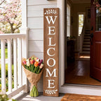 Farmhouse Wooden Welcome Sign Stand for Front Door, 47" Large Welcome Sign for Front Porch, Rustic Vertical Tall Porch Leaner Decor for Outdoor Patio Garden - Image 2