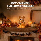 Lighted Vintage Patchwork Ghost Halloween Decor with Light-Up Pumpkin Pail, Tabletop Figurine for Mantel Shelf Entryway (1PC) - Image 4