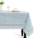CPC Apatite Blue Floral Hand Block Printed 100% Cotton Tablecloth 60x108 Rectangular Reusable and Washable Boho Dining Table Cloth Thanksgiving by COTTONPRINTCLUB