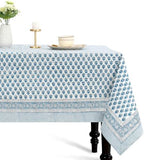 CPC Apatite Blue Floral Hand Block Printed 100% Cotton Tablecloth 60x108 Rectangular Reusable and Washable Boho Dining Table Cloth Thanksgiving by COTTONPRINTCLUB