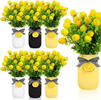 Lyrow 6 Pack Mason Jar Table Centerpiece Faux Christmas Berry Sunflower Lemon and Bell Kitchen Spring Summer Winter Farmhouse Decoration for Home Kitchen Tiered Tray Decoration(Lemon Style) by Lyrow
