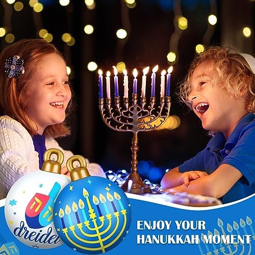 Jetec 4 Pcs 24 Inch Large Hanukkah Inflatable PVC Ball White and Blue Jewish Menorah Ornaments Hanging Hanukkah Inflatable Decoration Blow up Decoration for Chanukah Lawn Yard Garden Home Porch Decor - Image 6