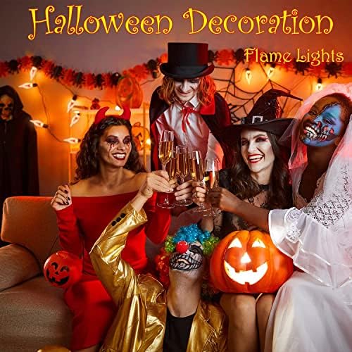 27.8Ft Halloween Flickering Flame String Lights Fake Flame Flickering String Lights with 25+4Pcs C18 Flame Light Bulbs, for Home Mantel Party Indoor Outdoor Fall Halloween Decorations, 1W - Image 4