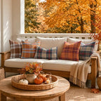 MIULEE Fall Plaid Decorative Euro Sham Pillow Covers Set of 2 24x24 Rust - Image 6