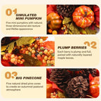 Fall Harvest Centerpiece with 3 Candle Holders, Maple & Pumpkin - Image 3
