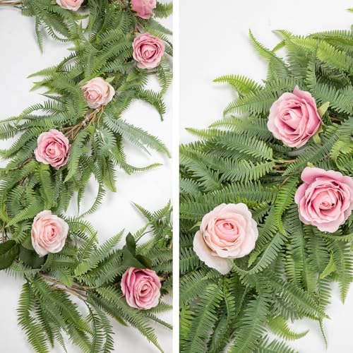 Briful 5ft Long Greenery Garland Set of 2 Boston Fern Floral Garland for Door Mantle Decorations, Lush Realistic Spring Summer Artificial Garland for Home Farmhouse Indoor Decor, 2026 VBS Church Decor - Image 6