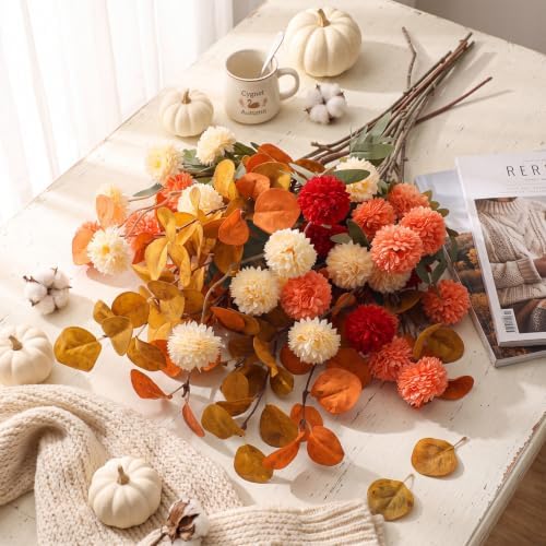 Thiccywoov 24 Pcs Fall Artificial Floral Arrangement, Faux Mum Stems - Image 6