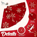 Nuanchu 48 Inch Christmas Tree Skirt, Large Red Velvet Fur Tree Skirt, Luxury Gold Embroidered Snowflake Trees Cover for Merry Christmas Party Vintage Holiday Decorations - Image 3