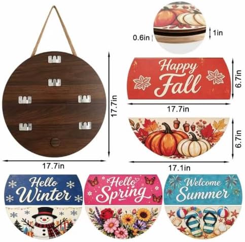 Interchangeable Welcome Sign Seasonal Front Door Wooden Hanging Decor - Image 2