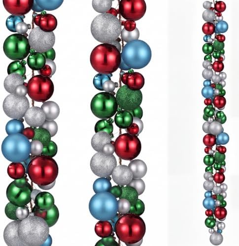 2 Pcs 6 ft Christmas Ball Ornament Garland, Modern by Yuxung