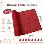 Burlap Table Runner Burgundy Jute Table Linens 2 Pack 13 x 84 Inch - Image 2