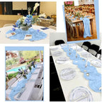 24 Pack Light Blue Table Runner 10Ft Cheesecloth Table Runner Rustic Gauze Table Runners Romantic Long Sheer Fabric Cheese Cloth Table Runners for Wedding Party Bridal Baby Shower - Image 6