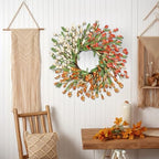 24'' Spring Wreaths for Front Door Autumn Wreath,Spring Wreath Fall Decorations for Home Window Wall Porch Farmhouse Wedding Home Decor Fall - Image 3