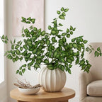 Daynight 12 Pcs Artificial Eucalyptus Leaves Stems, 35″ Long Stem Silk Plum Foliage Branches, Flexible Silk Faux Greenery for Farmhouse, Home, Kitchen and Table Centerpiece DIY Decor (12, Green) - Image 4