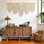 Extral Large macrame wall hanging, 71'' W x 32'' L boho wall art tapestry wall decor for urban entryway,living room,bedroom decor, headboard woven wall art, big fiber art over couch art for Yarn hallway - Image 3