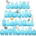 Glass Bud Vase Set, Mini Vases for Flowers, Bulk Vintage Mini Vases for Centerpieces Wedding Decor, Home Flower Décor, Candle Holders, Diffuse Bottles, Hydroponic, (Pack of 30,Sky Blue) by earthgadgets