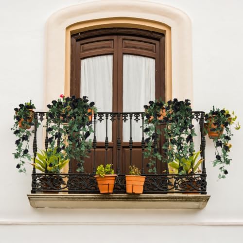 RECUTMS 4PCS Artificial Black Rose Fake Hanging Flowers Halloween Garland - Image 6