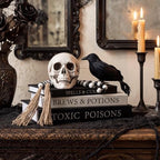 Pinkunn 6 Pcs Halloween Decorative Book with Skull Raven Bead Garland - Image 4