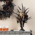 Glitzhome 22" H Halloween Tree, Black Halloween Table Decorations, Spooky Tree with Black Rose, Skeleton and Berry Urn Table Tree for Table, Window, Shelf and Mantle by Glitzhome