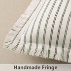 ZWJD Throw Pillow Covers 24x24 Set of 2 Striped Pillow Covers with Fringe Chic Cotton Decorative Pillows Square Cushion Covers for Sofa Couch Bed Living Room Farmhouse Decor, (Olive Green) - Image 6