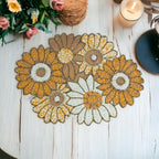 Myrish Handmade Beaded Decorative Placemats, Glass Bead Table Mats for Dining Table, Wedding, Holiday, Festival and Home Decor (Gold Orange Floral) - Image 4