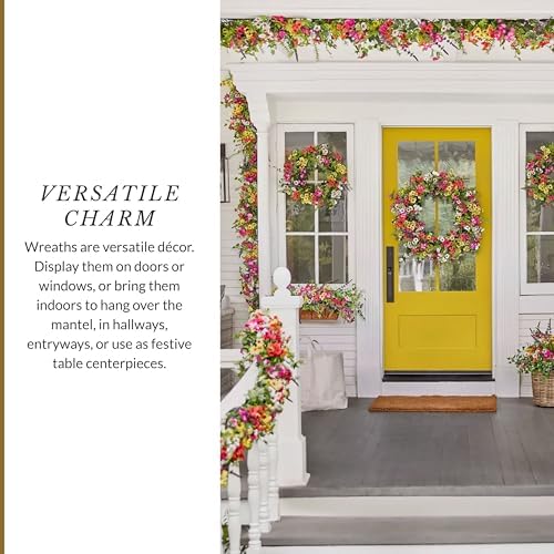 Balsam Hill Outdoor Meadow Spring & Summer Wreath - 28" Premium UV-Protected Floral Door Wreath for Front Door, Patio, Garden & Year-Round Outdoor Display - Image 5