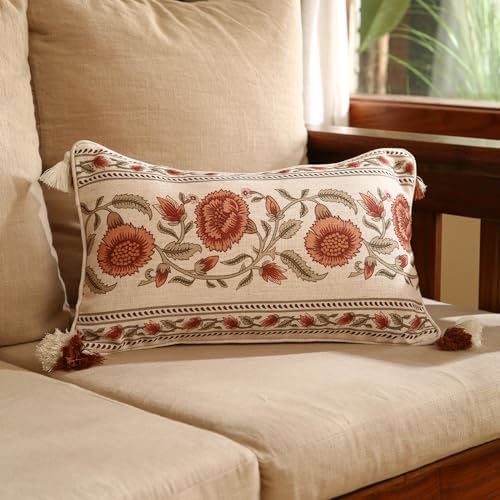 ISAENNE Designer French Linen Throw Pillow Cover,Set of 2,20"x12"-Albano C - Image 2