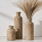 Ceramic Rustic Farmhouse Vase Set of 3,Terracotta Vases for Home Decor by LUKA